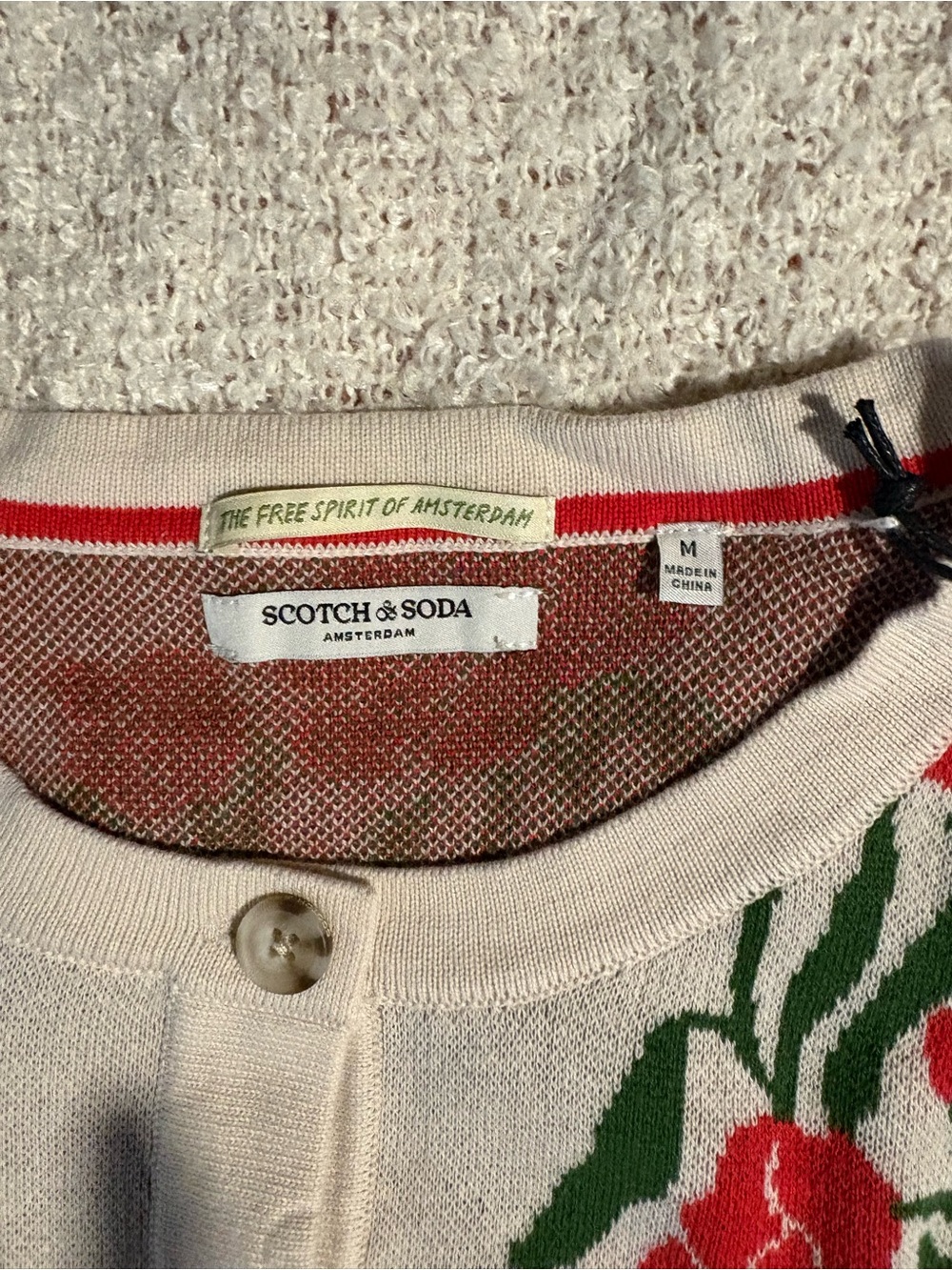 Scotch & Soda Poinsettia Crewneck 100% Cotton Cardigan Sweater Size Med-NWT - Picture 15 of 16